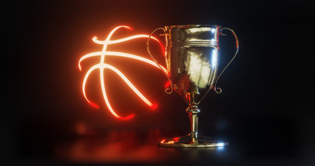 GOLD Trophy cup for basketball  3d illustration