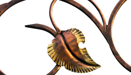 forged leaf on white background