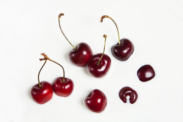 Isolated chopped cherry on white background