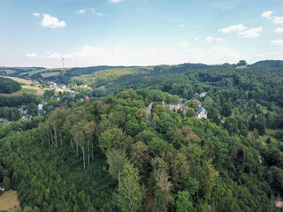Fototapeta na wymiar aerial view of a forrest in hartenstein, saxony, germany