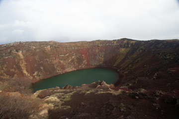Crater with water in Iceland