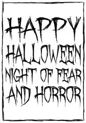 Vector image of an invitation or greeting flyer on a light background with the inscription Happy Halloween, the night of fear and horror.