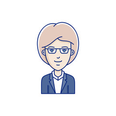 Vector character illustration of woman face in cartoon linear