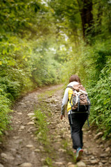 woman hiker hiking on trail