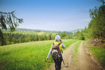 woman hiker hiking on trail