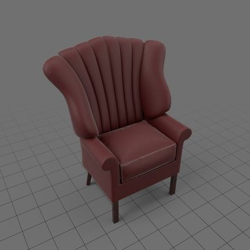 Leather stitched wingback chair