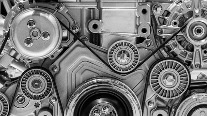 pulley belts car engine background