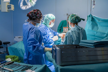 Surgery team working in the operating room