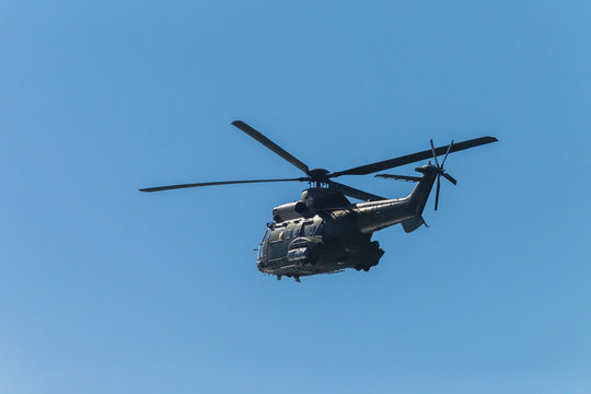 Helicopter Military Flying Blue Sky