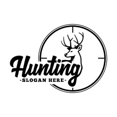 Hunting logo. Black and white lettering design. Decorative inscription. Hunting vector and illustration.
