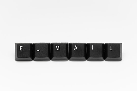 Black keys of keyboard with different years, words, names