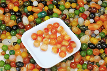 agate beads in a shop