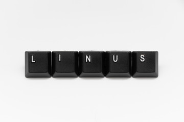 Black keys of keyboard with different years, words, names