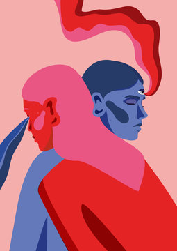 Red and blue women