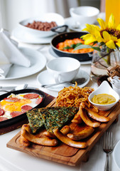 Sausage plate.Breakfast 