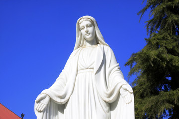Fototapeta premium Kept undefiled Notre Dame sculpture in a Catholic church, tangshan city, hebei province, China.