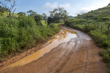 Fototapeta na wymiar Estrada de terra do município de Guarani, interior de Minas Gerais, Brasil