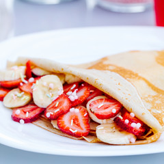 Strawberry and banana crepe