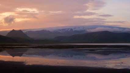 Dyrholaey, coucher de soleil 