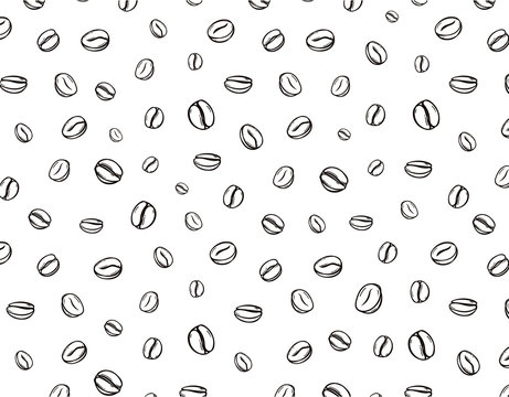 Vector seamless light backround (pattern) with line coffee beans