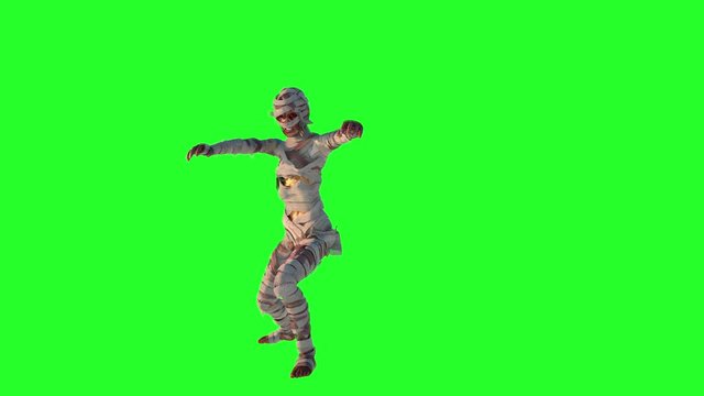 mummy on Halloween on green background