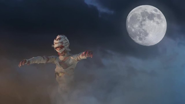 mummy on Halloween night background 3D render