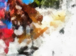 Detailed close up grunge abstract background. Dry brush strokes hand drawn oil textured paint on canvas texture. Creative simple pattern for graphic work, web design or wallpaper. Vintage style.