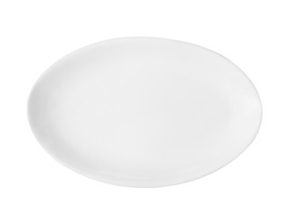 top view empty white dish isolated on white background