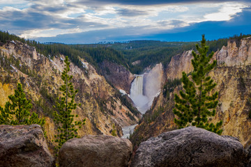 Fototapeta na wymiar Upper Yellowstone Falls in Yellowstone National Park, Wyoming, United States