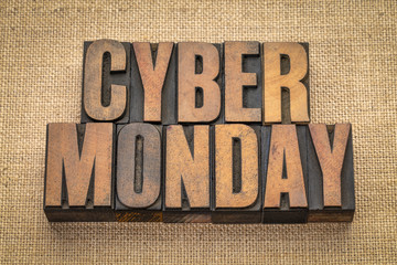Cyber Monday banner in wood type