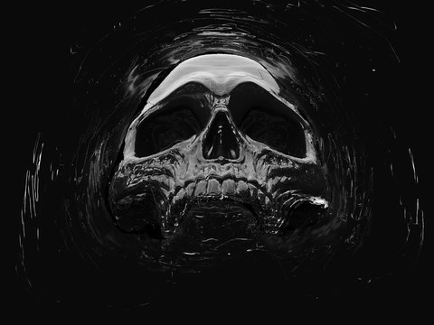 Dark death skull floating in space