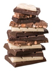 Stack of White / Dark / Milk / with Nuts Chocolate Blocks