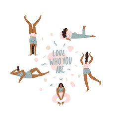 Love who you are inspirational text quote card.