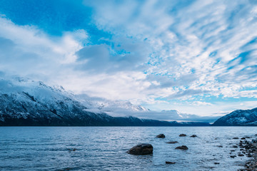 Early sunrise in lake Wakatipu, Queenstown, New Zealand