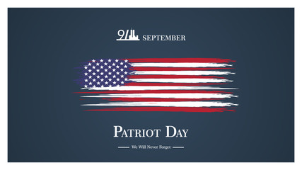 Patriot day USA Never forget 9.11 vector poster. Patriot Day, September 11, We will never forget