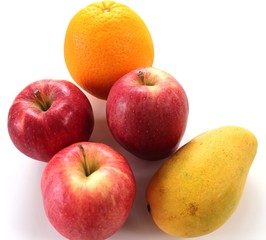 Naklejka na ściany i meble Orange, apples and a mango.