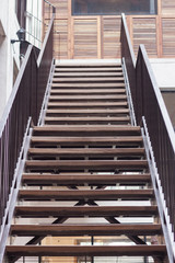Metal staircase exterior of building