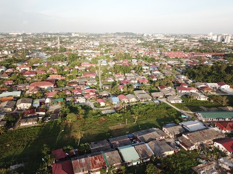 Aerial view of residential and shop lot in Klang,Selangor.