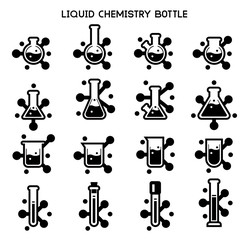 Reaction of chemistry mix icon concept. Chemical research. Symbols laboratory chemist.