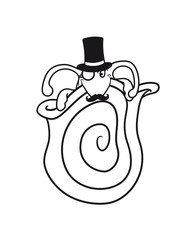 herr sir gentlemen zylinder monokel reich süß niedlich verstecken schneckenhaus muschel schnecke schleimig klein kriechen comic cartoon clipart lustig