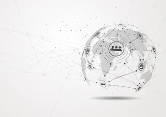 Global network connection. World map point and line composition concept of Connection technologies for business. Mixed media