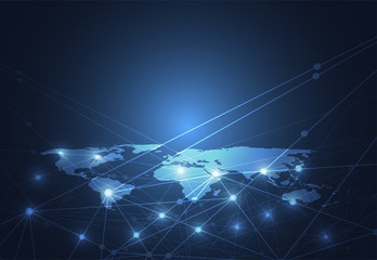 Global network connection. World map point and line composition concept of global business. Vector Illustration