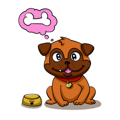  Hungry dog cartoon illustration