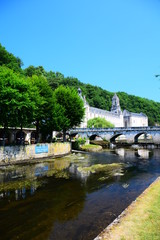 The Benedictine Abbey of Brantome on the Dronne River in Nouvelle Aquitaine, France