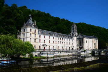 Fototapeta na wymiar The Benedictine Abbey of Brantome on the Dronne River in Nouvelle Aquitaine, France
