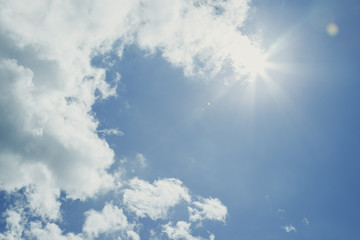 Sun rays and blue sky