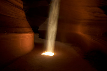 Ray of Light and Rock Formations in Antelope Canyon, Arizona, USA