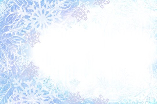 Winter Snowflake border background with snow, watercolor effect for illustration greeting card, invitation, posters, holiday