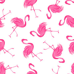 Fototapeta premium Seamless background with pink flamingos.
