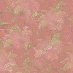 Obraz premium Pink seamless pattern with roses